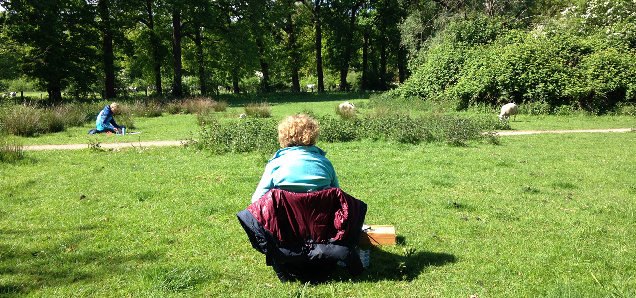 buiten tekenen op1,5 meter afstand